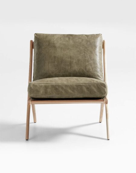 Natural Wood and Leather Chair
